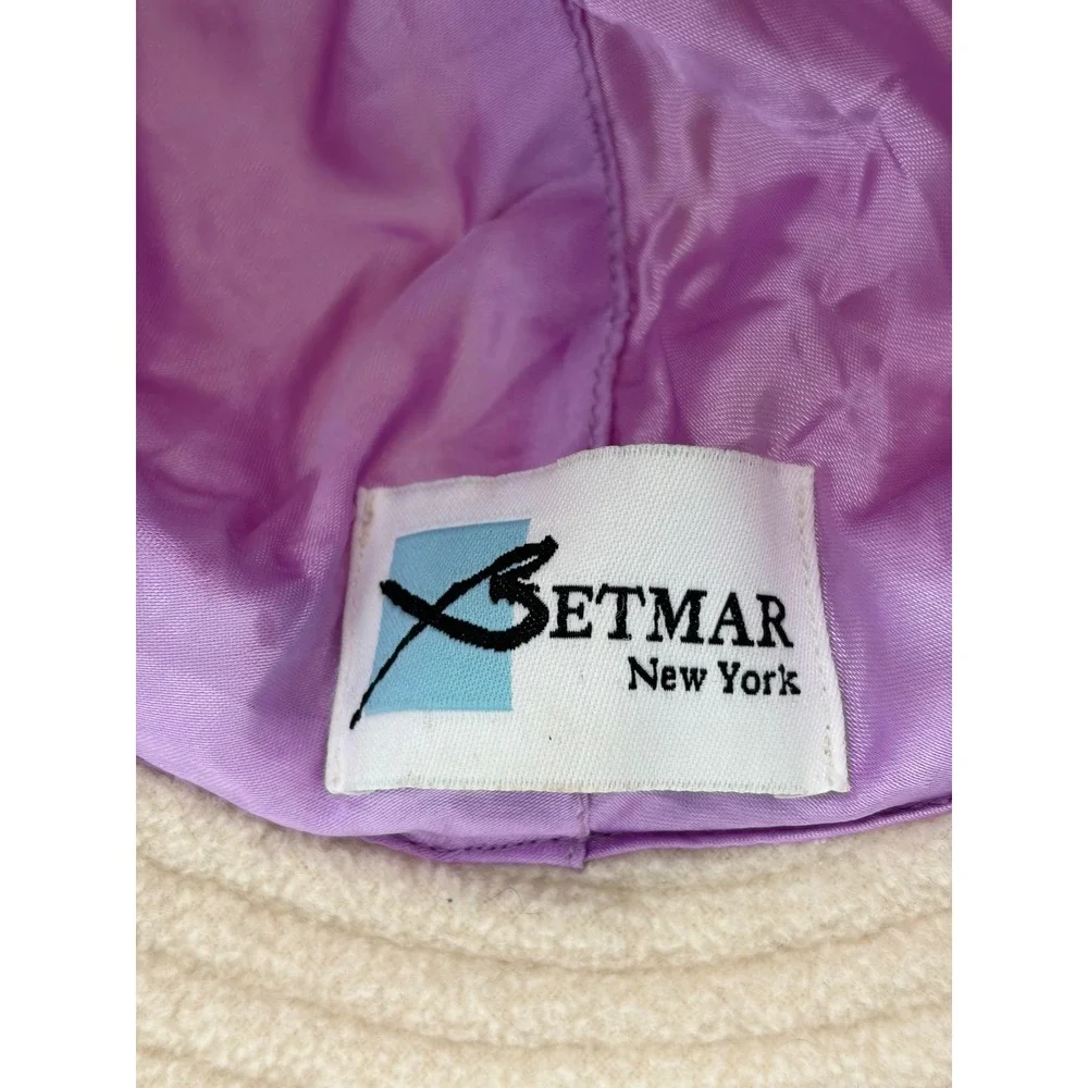 Betmar Bucket Hat Womens One Size Beige Fleece Faux Leather Bow Cloche